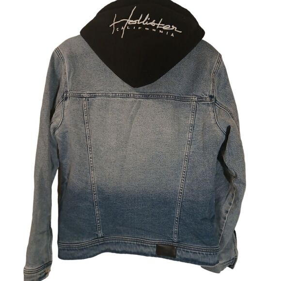 - Hollister Sherpa lined hooded faded denim  jacket unisex size S - Picture 2 of 8